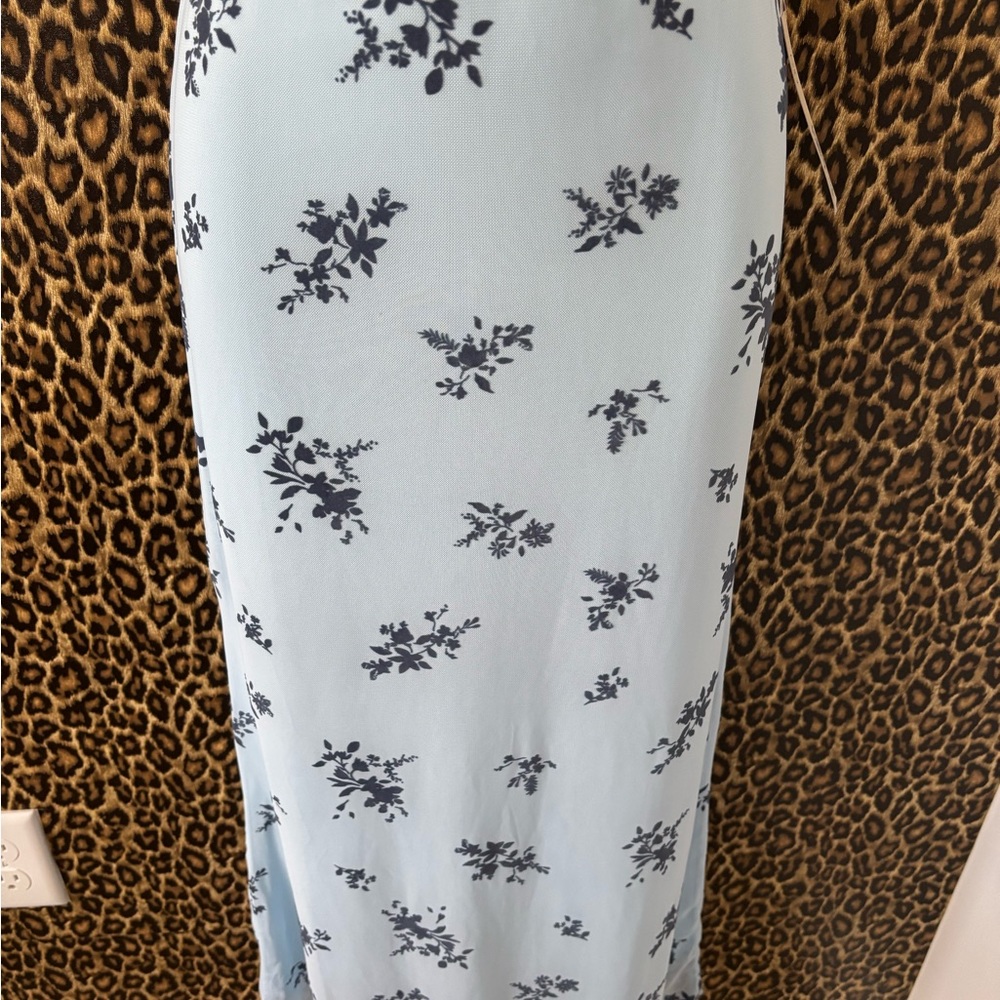 Floral Print Women's Skirt - Blue